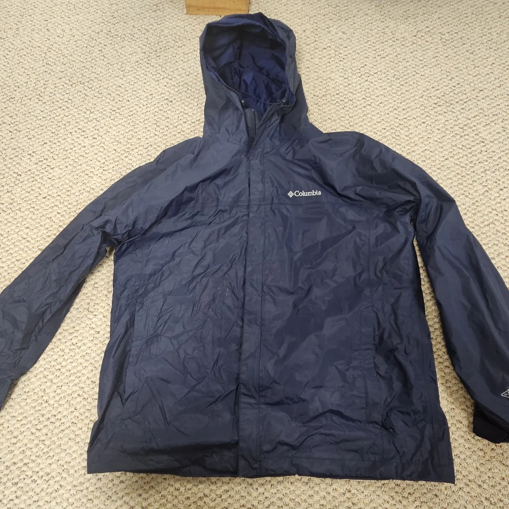 Columbia Watertight II Jacket With Hood Mens Navy Full Zip Size XL - Raincoat - Picture 2 of 8